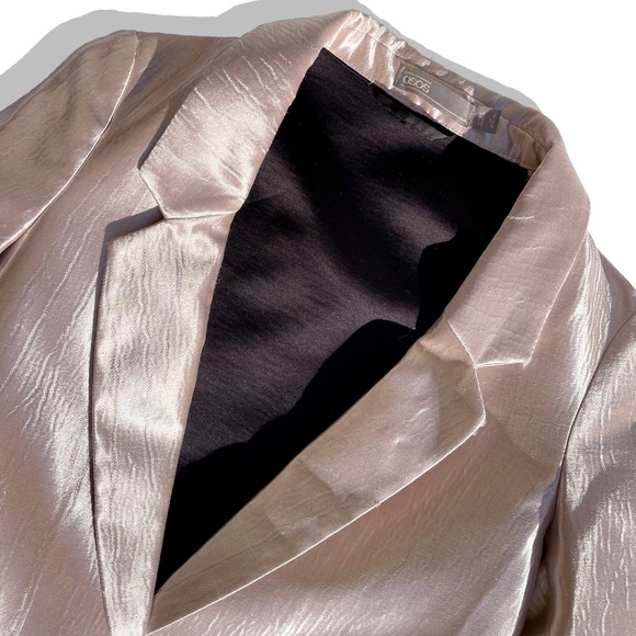 Millennial pink metallic suit set blazer and pants - Picture 3 of 4